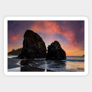 Sunset over coastal rocks Sticker